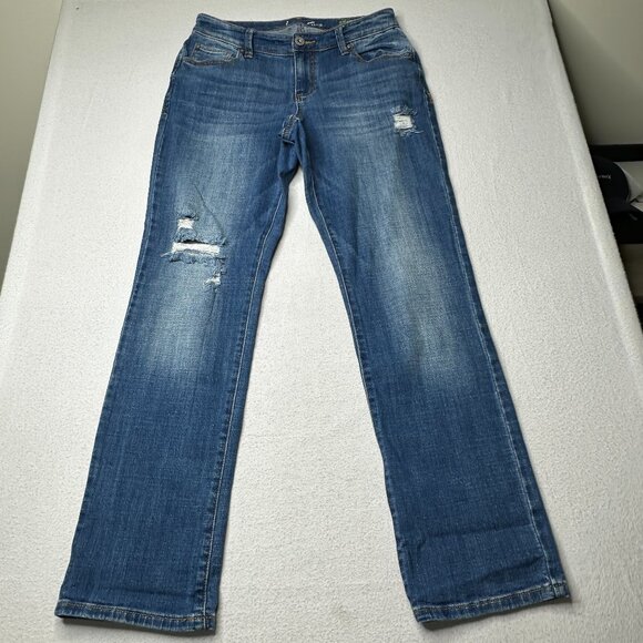 Inc Denim Denim - INC Denim Womens Straight Leg Curvy Fit Size 4 Blue Jeans Distressed